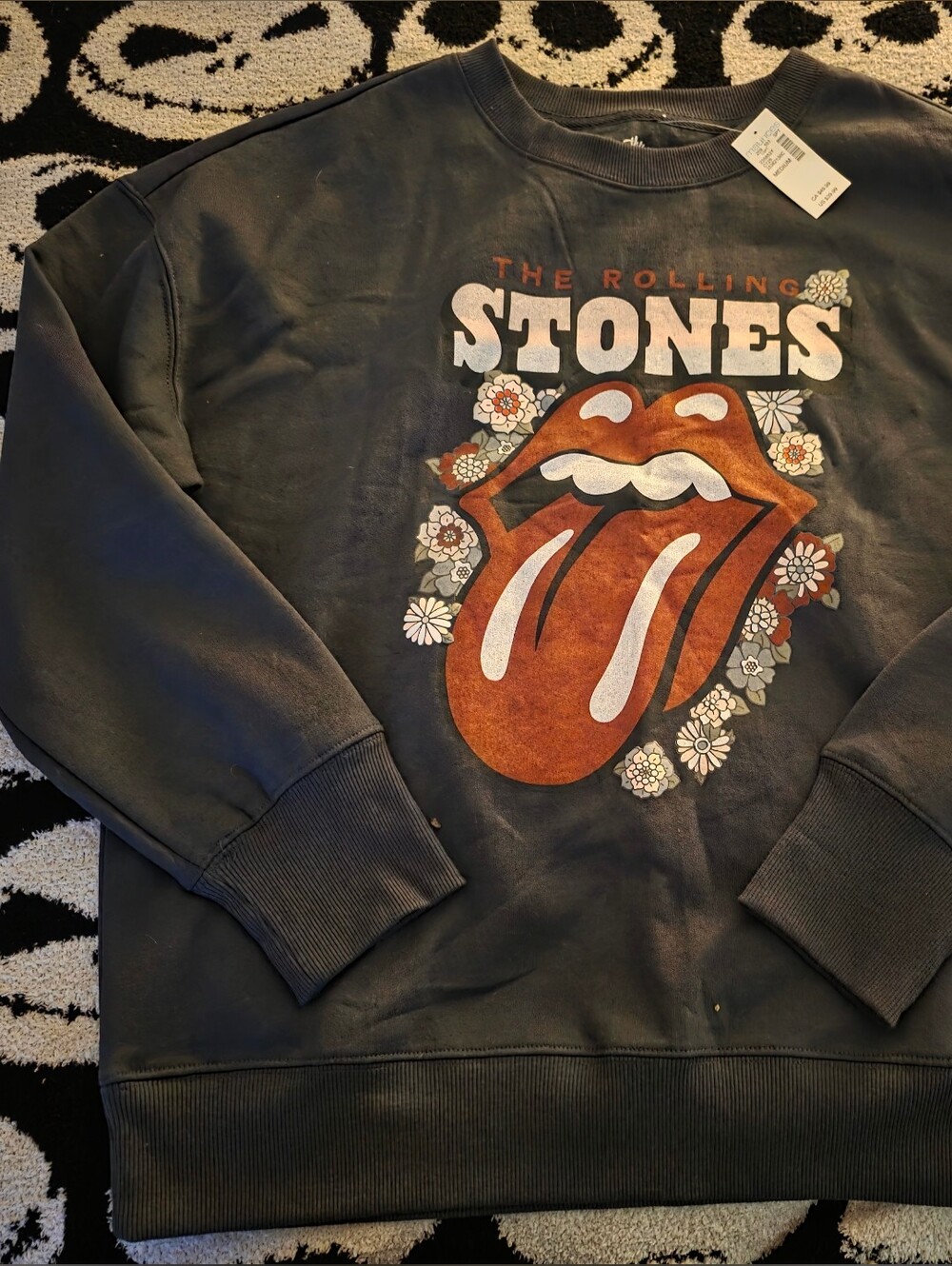 Rolling Stones Black Crewneck Sweatshirt w/ Orange Tongue Graphic -NWT (Medium)